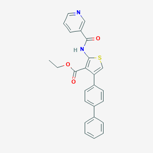 molecular formula C25H20N2O3S B382464 Ethyl 4-[1,1'-biphenyl]-4-yl-2-[(3-pyridinylcarbonyl)amino]-3-thiophenecarboxylate 