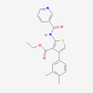 molecular formula C21H20N2O3S B382466 Ethyl 4-(3,4-dimethylphenyl)-2-(nicotinamido)thiophene-3-carboxylate CAS No. 315678-71-8
