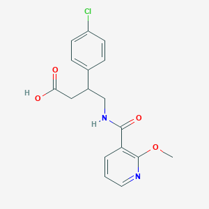molecular formula C17H17ClN2O4 B3824671 3-(4-chlorophenyl)-4-{[(2-methoxy-3-pyridinyl)carbonyl]amino}butanoic acid 
