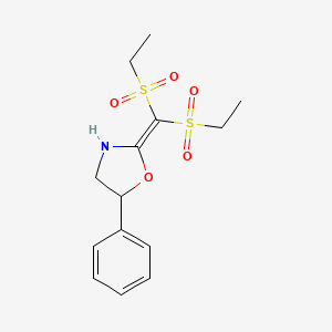 molecular formula C14H19NO5S2 B3824689 2-[bis(ethylsulfonyl)methylene]-5-phenyl-1,3-oxazolidine 