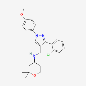 molecular formula C24H28ClN3O2 B3824699 N-{[3-(2-chlorophenyl)-1-(4-methoxyphenyl)-1H-pyrazol-4-yl]methyl}-2,2-dimethyltetrahydro-2H-pyran-4-amine 