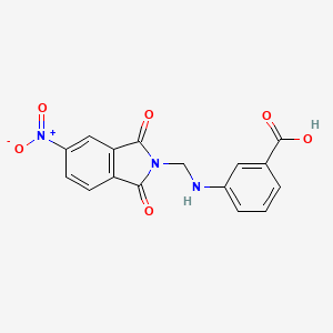 molecular formula C16H11N3O6 B3824718 3-{[(5-nitro-1,3-dioxo-1,3-dihydro-2H-isoindol-2-yl)methyl]amino}benzoic acid 
