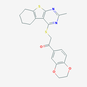 1-(2,3-Dihydro-1,4-benzodioxin-6-yl)-2-[(2-methyl-5,6,7,8-tetrahydro[1]benzothieno[2,3-d]pyrimidin-4-yl)sulfanyl]ethanone
