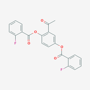 molecular formula C22H14F2O5 B3824788 2-acetyl-1,4-phenylene bis(2-fluorobenzoate) 