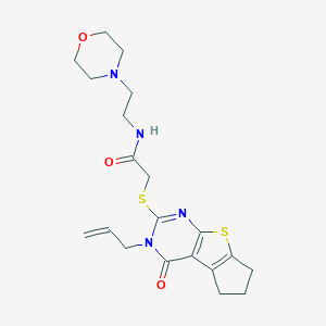 molecular formula C20H26N4O3S2 B382479 2-((3-allyl-4-oxo-4,5,6,7-tetrahydro-3H-cyclopenta[4,5]thieno[2,3-d]pyrimidin-2-yl)thio)-N-(2-morpholinoethyl)acetamide CAS No. 315239-30-6