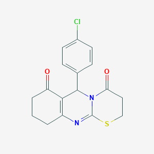 molecular formula C17H15ClN2O2S B382480 6-(4-chlorophenyl)-2,3,6,8,9,10-hexahydro-4H,7H-[1,3]thiazino[2,3-b]quinazoline-4,7-dione 
