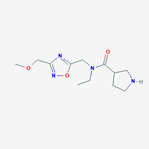 molecular formula C12H20N4O3 B3824869 N-ethyl-N-{[3-(methoxymethyl)-1,2,4-oxadiazol-5-yl]methyl}-3-pyrrolidinecarboxamide hydrochloride 