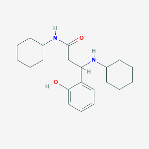 molecular formula C21H32N2O2 B3824884 N-cyclohexyl-3-(cyclohexylamino)-3-(2-hydroxyphenyl)propanamide 