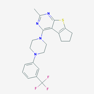 molecular formula C21H21F3N4S B382491 10-Methyl-12-{4-[3-(trifluoromethyl)phenyl]piperazin-1-yl}-7-thia-9,11-diazatricyclo[6.4.0.0^{2,6}]dodeca-1(8),2(6),9,11-tetraene CAS No. 314260-91-8