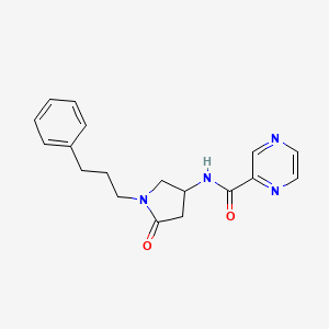 molecular formula C18H20N4O2 B3824916 N-[5-oxo-1-(3-phenylpropyl)-3-pyrrolidinyl]-2-pyrazinecarboxamide 