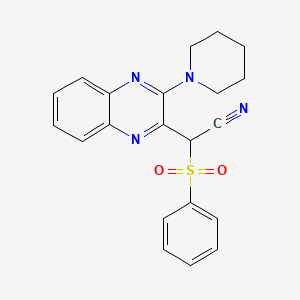 molecular formula C21H20N4O2S B3824959 (phenylsulfonyl)[3-(1-piperidinyl)-2-quinoxalinyl]acetonitrile 