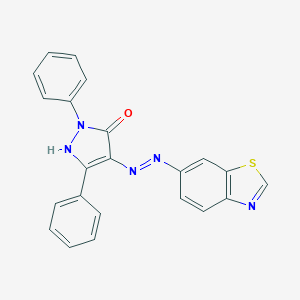 molecular formula C22H15N5OS B382499 4-[2-(1,3-benzothiazol-6-yl)hydrazin-1-ylidene]-1,3-diphenyl-4,5-dihydro-1H-pyrazol-5-one CAS No. 379246-73-8