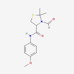 molecular formula C14H18N2O3S B3824990 3-formyl-N-(4-methoxyphenyl)-2,2-dimethyl-1,3-thiazolidine-4-carboxamide 