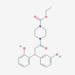 molecular formula C22H26N2O5 B3825003 ethyl 4-[3-(2-hydroxyphenyl)-3-(3-hydroxyphenyl)propanoyl]-1-piperazinecarboxylate 