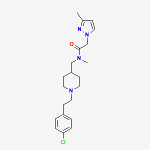 molecular formula C21H29ClN4O B3825017 N-({1-[2-(4-chlorophenyl)ethyl]-4-piperidinyl}methyl)-N-methyl-2-(3-methyl-1H-pyrazol-1-yl)acetamide 
