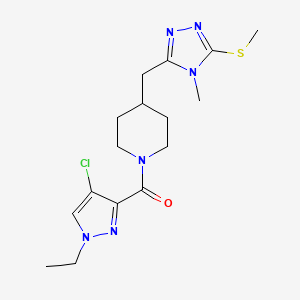 molecular formula C16H23ClN6OS B3825083 1-[(4-chloro-1-ethyl-1H-pyrazol-3-yl)carbonyl]-4-{[4-methyl-5-(methylthio)-4H-1,2,4-triazol-3-yl]methyl}piperidine 
