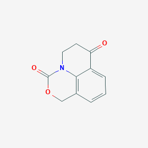 molecular formula C11H9NO3 B038251 5,6-Dihydro-1H-[1,3]oxazino[5,4,3-ij]quinoline-3,7-dione CAS No. 112646-14-7