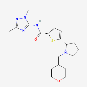 molecular formula C19H27N5O2S B3825181 N-(1,3-dimethyl-1H-1,2,4-triazol-5-yl)-5-[1-(tetrahydro-2H-pyran-4-ylmethyl)-2-pyrrolidinyl]-2-thiophenecarboxamide 