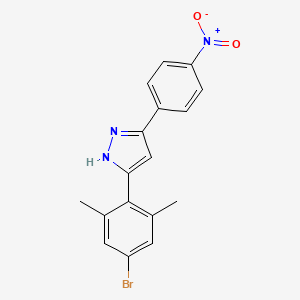 molecular formula C17H14BrN3O2 B3825232 3-(4-bromo-2,6-dimethylphenyl)-5-(4-nitrophenyl)-1H-pyrazole 
