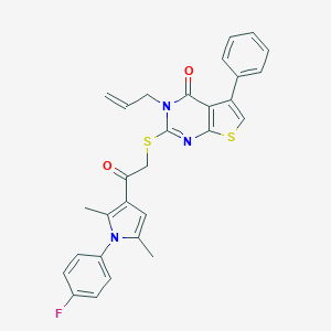molecular formula C29H24FN3O2S2 B382524 3-allyl-2-({2-[1-(4-fluorophenyl)-2,5-dimethyl-1H-pyrrol-3-yl]-2-oxoethyl}sulfanyl)-5-phenylthieno[2,3-d]pyrimidin-4(3H)-one 