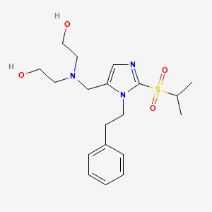 molecular formula C19H29N3O4S B3825245 2,2'-({[2-(isopropylsulfonyl)-1-(2-phenylethyl)-1H-imidazol-5-yl]methyl}imino)diethanol 