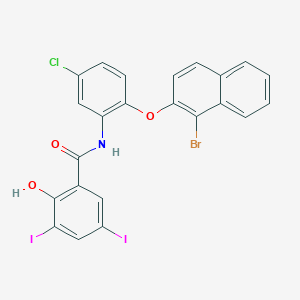 molecular formula C23H13BrClI2NO3 B3825342 N-{2-[(1-bromo-2-naphthyl)oxy]-5-chlorophenyl}-2-hydroxy-3,5-diiodobenzamide 