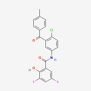 molecular formula C21H14ClI2NO3 B3825349 N-[4-chloro-3-(4-methylbenzoyl)phenyl]-2-hydroxy-3,5-diiodobenzamide 