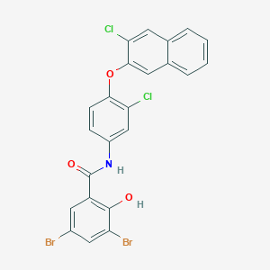 molecular formula C23H13Br2Cl2NO3 B3825361 3,5-dibromo-N-{3-chloro-4-[(3-chloro-2-naphthyl)oxy]phenyl}-2-hydroxybenzamide 