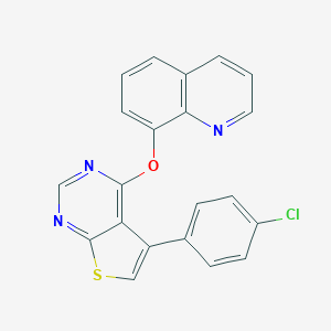 molecular formula C21H12ClN3OS B382537 8-{[5-(4-Chlorophenyl)thieno[2,3-d]pyrimidin-4-yl]oxy}quinoline CAS No. 315694-73-6