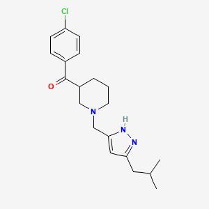 molecular formula C20H26ClN3O B3825377 (4-chlorophenyl){1-[(5-isobutyl-1H-pyrazol-3-yl)methyl]-3-piperidinyl}methanone 