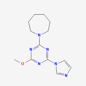 molecular formula C13H18N6O B3825457 1-[4-(1H-imidazol-1-yl)-6-methoxy-1,3,5-triazin-2-yl]azepane 