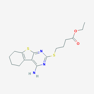 molecular formula C16H21N3O2S2 B382548 Ethyl 4-[(4-amino-5,6,7,8-tetrahydro[1]benzothieno[2,3-d]pyrimidin-2-yl)sulfanyl]butanoate CAS No. 315695-09-1