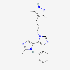 molecular formula C21H24N6 B3825486 3'-[3-(3,5-dimethyl-1H-pyrazol-4-yl)propyl]-2-methyl-5'-phenyl-1H,3'H-4,4'-biimidazole 