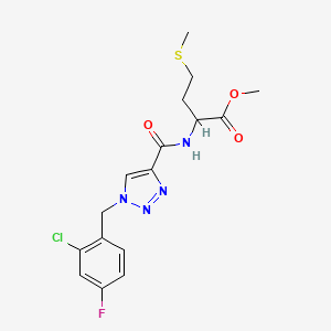 molecular formula C16H18ClFN4O3S B3825505 methyl N-{[1-(2-chloro-4-fluorobenzyl)-1H-1,2,3-triazol-4-yl]carbonyl}methioninate 