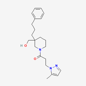 molecular formula C22H31N3O2 B3825516 [1-[3-(5-methyl-1H-pyrazol-1-yl)propanoyl]-3-(3-phenylpropyl)-3-piperidinyl]methanol 