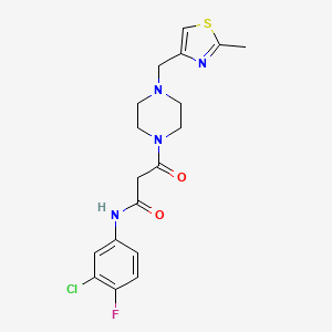 molecular formula C18H20ClFN4O2S B3825533 N-(3-chloro-4-fluorophenyl)-3-{4-[(2-methyl-1,3-thiazol-4-yl)methyl]piperazin-1-yl}-3-oxopropanamide 