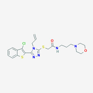 molecular formula C22H26ClN5O2S2 B382554 2-[[5-(3-chloro-1-benzothiophen-2-yl)-4-prop-2-enyl-1,2,4-triazol-3-yl]sulfanyl]-N-(3-morpholin-4-ylpropyl)acetamide CAS No. 308298-90-0