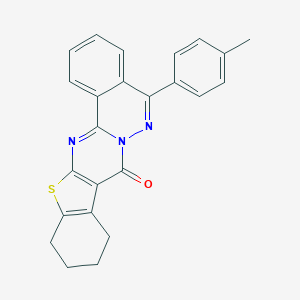 molecular formula C24H19N3OS B382567 5-(4-methylphenyl)-9,10,11,12-tetrahydro-8H-[1]benzothieno[2',3':4,5]pyrimido[2,1-a]phthalazin-8-one 