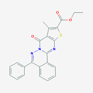 molecular formula C23H17N3O3S B382569 ethyl 9-methyl-8-oxo-5-phenyl-8H-thieno[2',3':4,5]pyrimido[2,1-a]phthalazine-10-carboxylate 