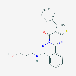 8-[(3-Hydroxypropyl)amino]-13-phenyl-15-thia-9,10,17-triazatetracyclo[8.7.0.0^{2,7}.0^{12,16}]heptadeca-1(17),2(7),3,5,8,12(16),13-heptaen-11-one