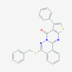 molecular formula C26H17N3OS2 B382574 5-(benzylsulfanyl)-9-phenyl-8H-thieno[2',3':4,5]pyrimido[2,1-a]phthalazin-8-one 