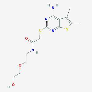 molecular formula C14H20N4O3S2 B382576 2-[(4-amino-5,6-dimethylthieno[2,3-d]pyrimidin-2-yl)sulfanyl]-N-[2-(2-hydroxyethoxy)ethyl]acetamide CAS No. 315695-34-2