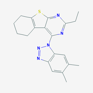 molecular formula C20H21N5S B382578 4-(5,6-dimethyl-1H-1,2,3-benzotriazol-1-yl)-2-ethyl-5,6,7,8-tetrahydro[1]benzothieno[2,3-d]pyrimidine 