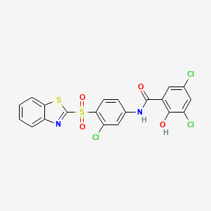 molecular formula C20H11Cl3N2O4S2 B3825858 N-[4-(1,3-benzothiazol-2-ylsulfonyl)-3-chlorophenyl]-3,5-dichloro-2-hydroxybenzamide 