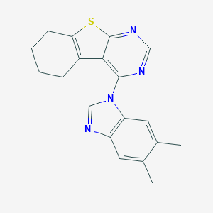 molecular formula C19H18N4S B382593 4-(5,6-dimethyl-1H-benzimidazol-1-yl)-5,6,7,8-tetrahydro[1]benzothieno[2,3-d]pyrimidine 