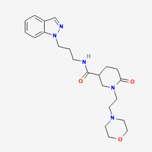 molecular formula C22H31N5O3 B3825933 N-[3-(1H-indazol-1-yl)propyl]-1-[2-(4-morpholinyl)ethyl]-6-oxo-3-piperidinecarboxamide 