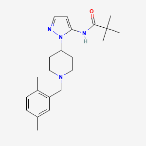 molecular formula C22H32N4O B3825940 N-{1-[1-(2,5-dimethylbenzyl)-4-piperidinyl]-1H-pyrazol-5-yl}-2,2-dimethylpropanamide 
