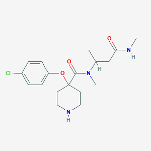 molecular formula C18H26ClN3O3 B3825943 4-(4-chlorophenoxy)-N-methyl-N-[1-methyl-3-(methylamino)-3-oxopropyl]piperidine-4-carboxamide 