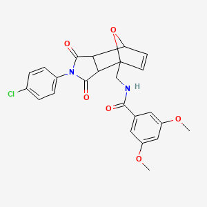 N-{[4-(4-chlorophenyl)-3,5-dioxo-10-oxa-4-azatricyclo[5.2.1.0~2,6~]dec-8-en-1-yl]methyl}-3,5-dimethoxybenzamide