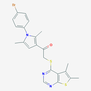 molecular formula C22H20BrN3OS2 B382596 1-[1-(4-Bromophenyl)-2,5-dimethylpyrrol-3-yl]-2-(5,6-dimethylthieno[2,3-d]pyrimidin-4-yl)sulfanylethanone CAS No. 379242-10-1